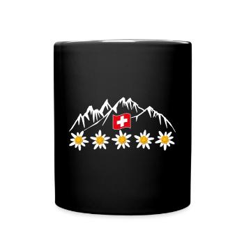 Schweiz, Berge, Gletscher, Urlaub - Tasse einfarbig - Schwarz - Vorne
