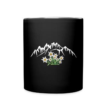 Alpen Edelweiss devant le groupe de montagnes - Mug uni - noir - Devant