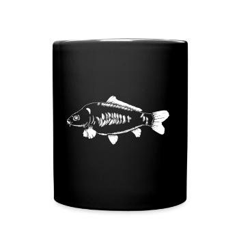 letzterWurf - White Carp - Karpfen - Tasse einfarbig - Schwarz - Vorne