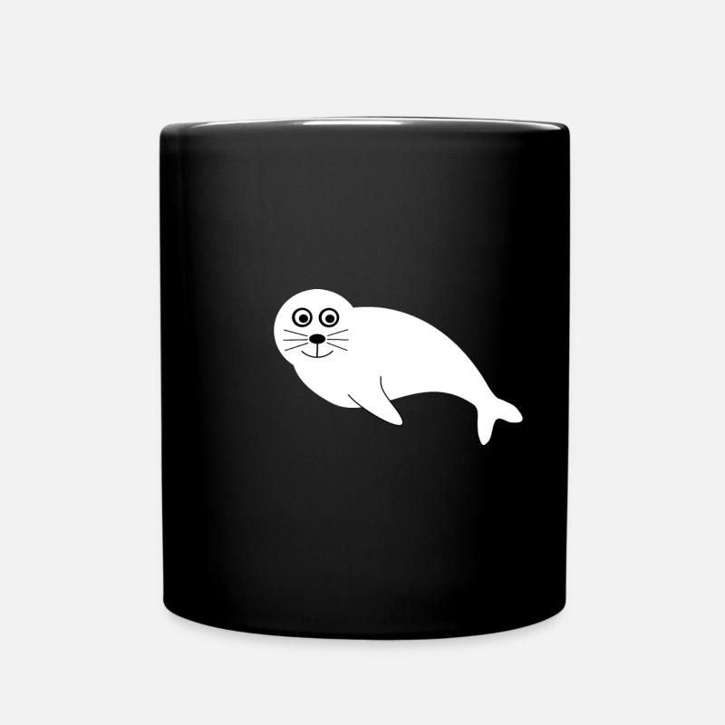 Seehund Seehunde Robbe Robben Tiere Geschenke - Tasse einfarbig - Schwarz