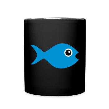 ★ Design colors changeable ★ Fish with googly eyes - Full Colour Mug - black - Front