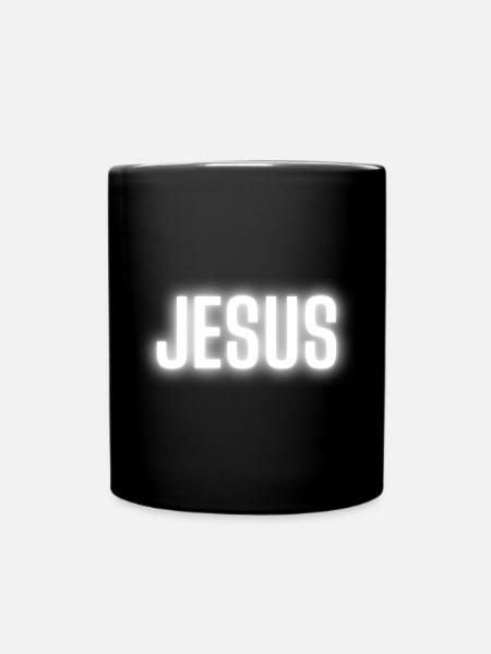 Jesus Christ believe God gift t shirt - Full Colour Mug - black