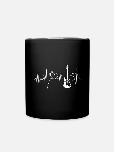 e-gitarre Herzschlag Musik Liebe Gitarrist Herz - Tasse einfarbig - Schwarz