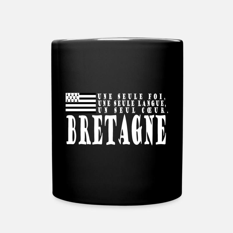 Geschenkidee Bretagne. Sprichwort und bretonische Flagge - Tasse einfarbig - Schwarz