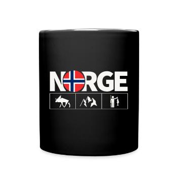Norway Flag Moose Fishing Fjord - Full Colour Mug - black - Front