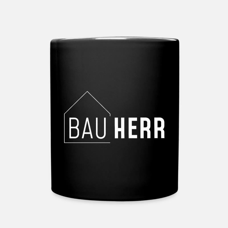 Bauherr mit Haus ohne Jahreszahl /hell - Tasse einfarbig - Schwarz