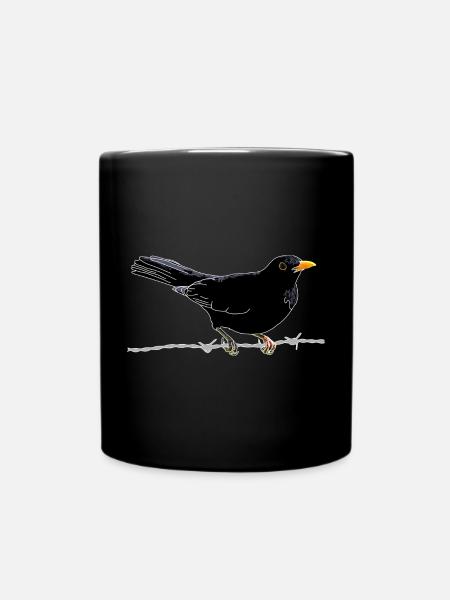 Merle sur barbelés - Mug uni - noir