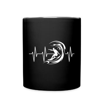herzschlag puls ekg surfer wellen surfen symbol - Tasse einfarbig - Schwarz - Vorne