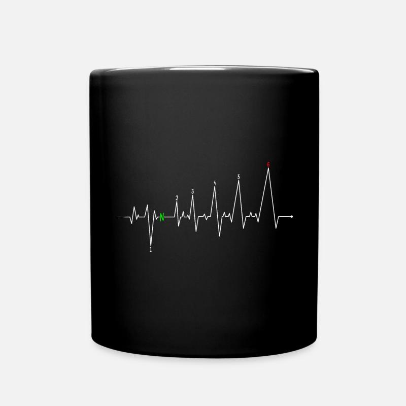 Neon-Herzschlag mit N - Tasse einfarbig - Schwarz