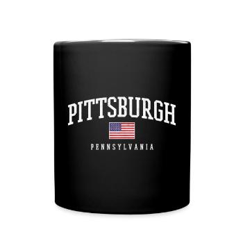 Pittsburgh Arc with Flag - Full Colour Mug - black - Front