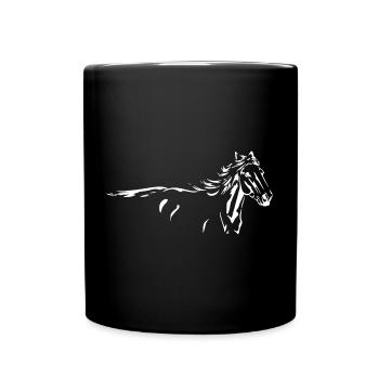 Pferde Wildpferd Tier Silhouette - Tasse einfarbig - Schwarz - Vorne