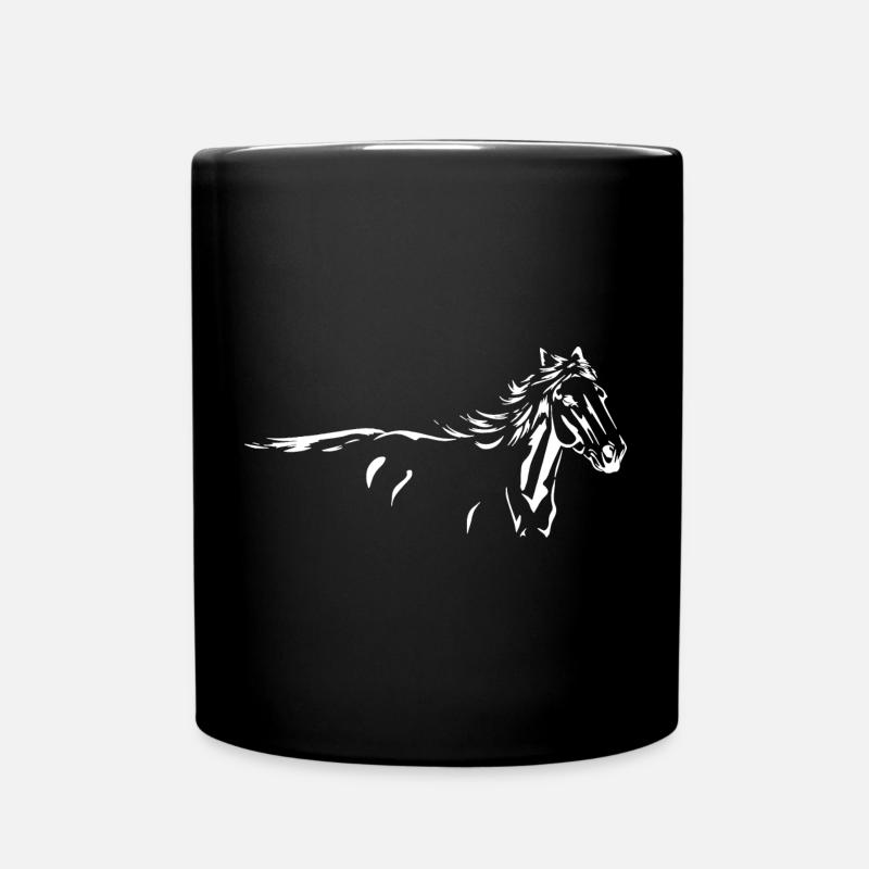 Chevaux Cheval sauvage Animal Silhouette - Mug uni - noir