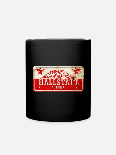 Hallstatt Österreich Vintage Schild - Tasse einfarbig - Schwarz