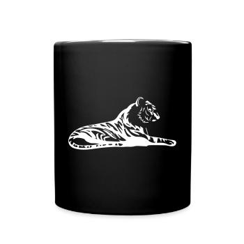 Eleganter Tiger mit Tribal-Design - Tasse einfarbig - Schwarz - Vorne