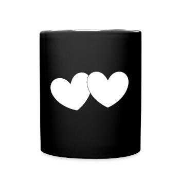 white heart white gift valentine's day - Full Colour Mug - black - Front