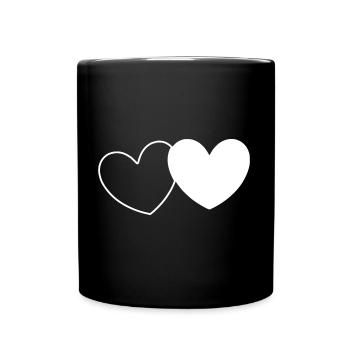 white heart white gift valentine's day - Full Colour Mug - black - Front