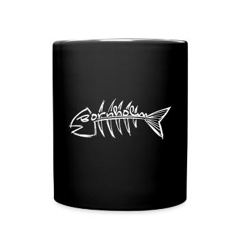 Bornholm Fisch - Fischgräte - Tasse einfarbig - Schwarz - Vorne