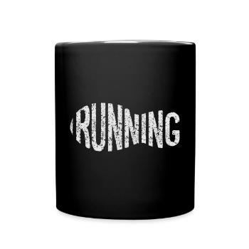 Rugged Run Distressed Wordmark Sneaker FootPrint - Full Colour Mug - black - Front