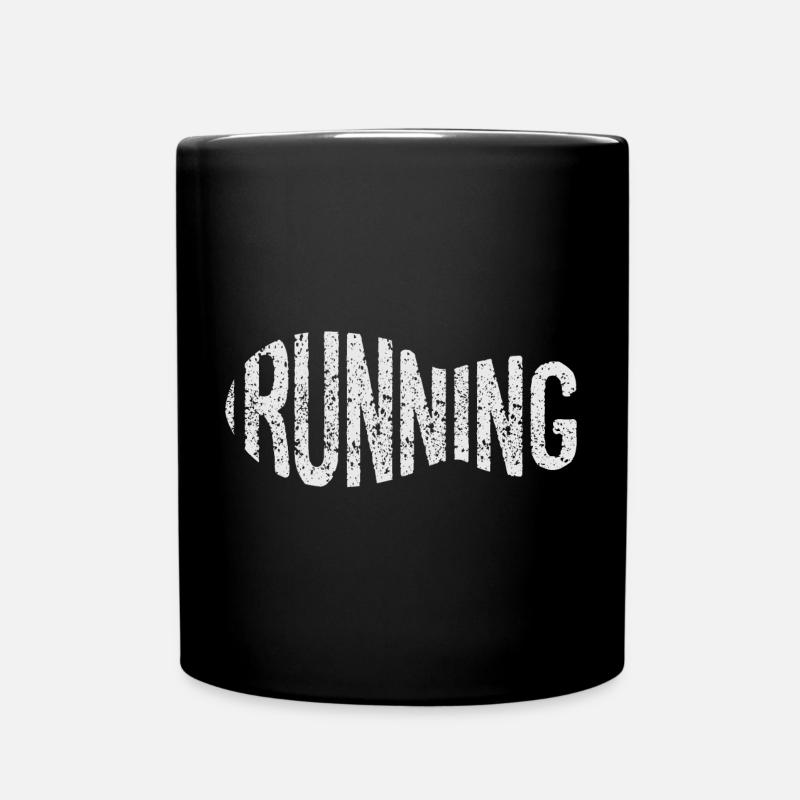 Rugged Run Distressed Wordmark Sneaker FootPrint - Full Colour Mug - black