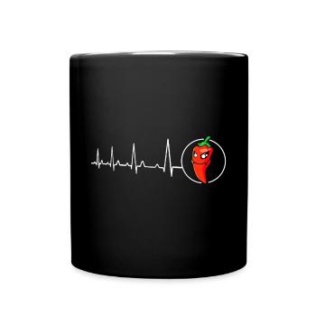 Herzschlag - Heiss - Tasse einfarbig - Schwarz - Vorne