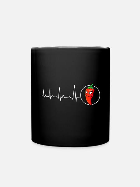 Herzschlag - Heiss - Tasse einfarbig - Schwarz