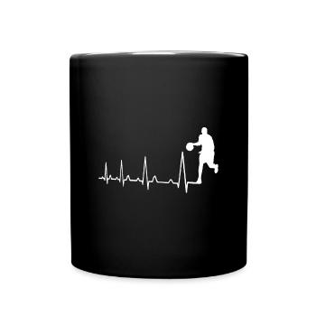 Herzschlag Basketball - Tasse einfarbig - Schwarz - Vorne