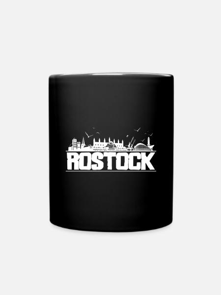 Rostock - Skyline - Tasse einfarbig - Schwarz