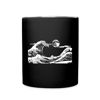 Kanagawa Waves Aesthetic Japanese Art Great Wave - Full Colour Mug - black - Front