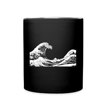 Kanagawa Waves Aesthetic Japanese Art Great Wave - Full Colour Mug - black - Front