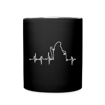 Angler - Angeln - Heartbeat - EKG - Tasse einfarbig - Schwarz - Vorne