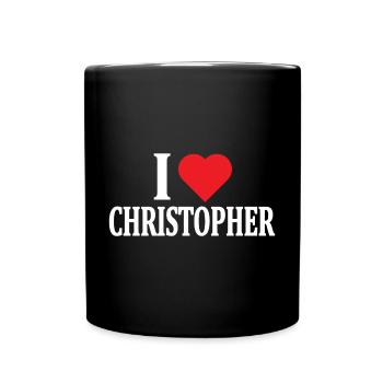 t-shirt J’adore Christopher t-shirt idée cadeau - Mug uni - noir - Devant