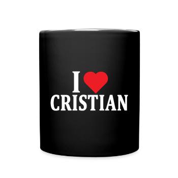 t-shirt J’adore Cristian t-shirt idée cadeau - Mug uni - noir - Devant