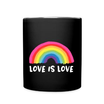 LOVE IS LOVE Lgbt Regenbogen gay pride queer csd - Tasse einfarbig - Schwarz - Vorne