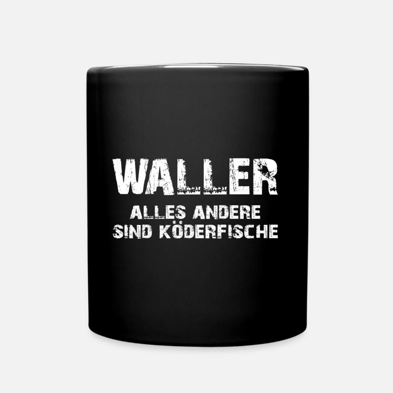 Zielfisch Waller. Lustiger Wallerspruch - Tasse einfarbig - Schwarz
