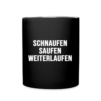 wandern bergwandern trekking wanderweg - Tasse einfarbig - Schwarz - Vorne