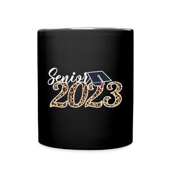 Senior 2023 Leopard Skin Graduated Graduation Gift - Full Colour Mug - black - Front