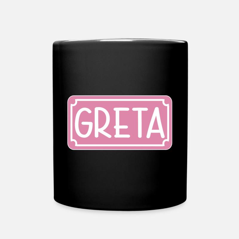 NAMENSGESCHENK MÄDCHEN GRETA SCHILD - Tasse einfarbig - Schwarz