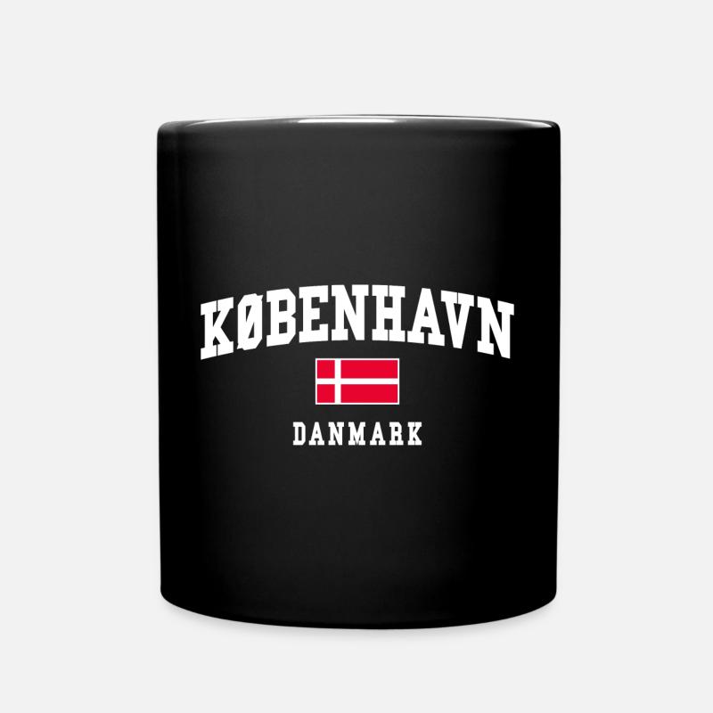 Dänemark Flagge mit kräftiger Schriftbogen - Tasse einfarbig - Schwarz