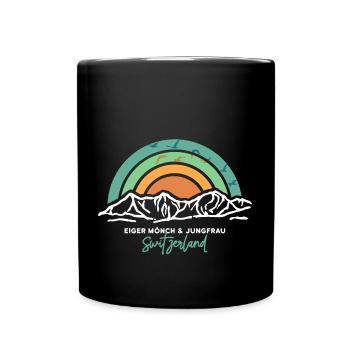 Eiger Mönch Jungfrau Jungfraujoch Schweiz Souvenir - Tasse einfarbig - Schwarz - Vorne