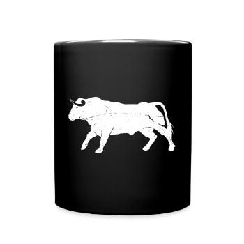 Bull Bovine Art Silhouette Wildtierliebhaber - Tasse einfarbig - Schwarz - Vorne