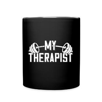 Mon thérapeute Barbell Bodybuilder Dicton - Mug uni - noir - Devant