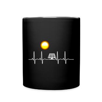 ECG Solar Energy Heart Line Generating Electricity Climate - Full Colour Mug - black - Front
