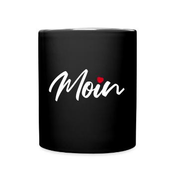 Moin Gruß Norden Liebe Herz Moin - Tasse einfarbig - Schwarz - Vorne