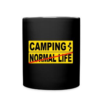 Camping normal life - Tasse einfarbig - Schwarz - Vorne