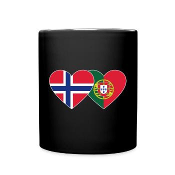 Norwegen Portugal Flagge Herz - Tasse einfarbig - Schwarz - Vorne