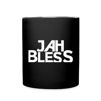 Jah Bless Blockschrift Design - Tasse einfarbig - Schwarz - Vorne