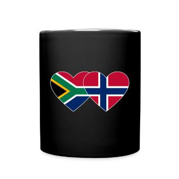 Afrique du Sud Norvège Drapeau Coeur Contour Blanc - Mug uni - noir - Devant