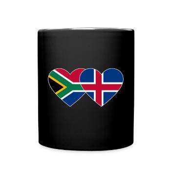 Afrique du Sud Islande Flag Heart - Mug uni - noir - Devant