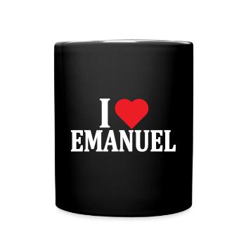 t-shirt J’aime Emanuel idée cadeau t-shirt - Mug uni - noir - Devant
