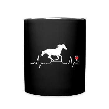 Pferd Herzschlag Herz Puls Frequenz Pferdeliebe - Tasse einfarbig - Schwarz - Vorne